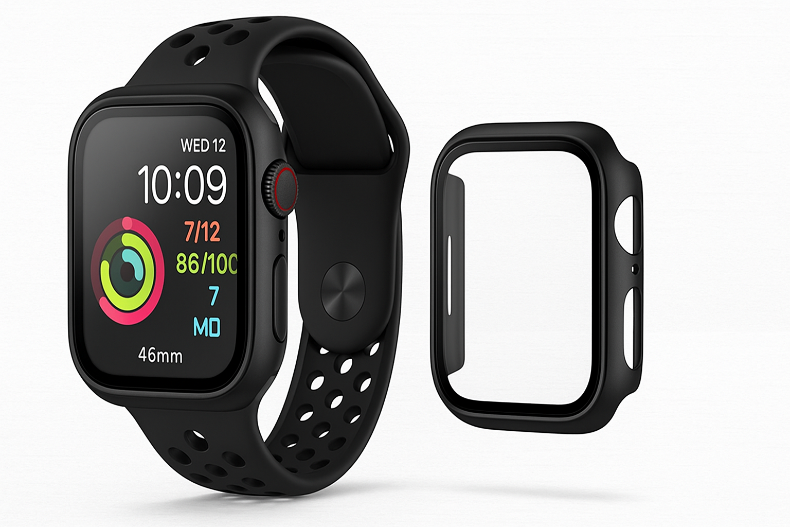 Misxi 2 Pack Tempered Glass Case for Apple Watch Series 11/10 (46mm): Slim, Full-Coverage Protection