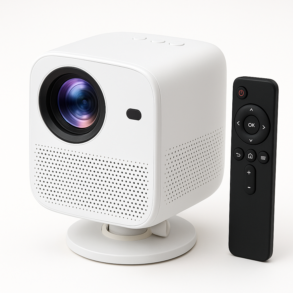 Mini Projector with Built‑in Apps, Electric Focus, and 210° Rotation: Compact Bedroom Cinema with Smart Convenience