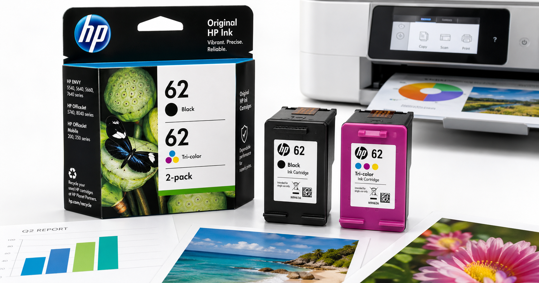 HP 62 Black/Tri-Color Ink (2-Pack) Review: Reliable OEM Ink for Everyday Printing