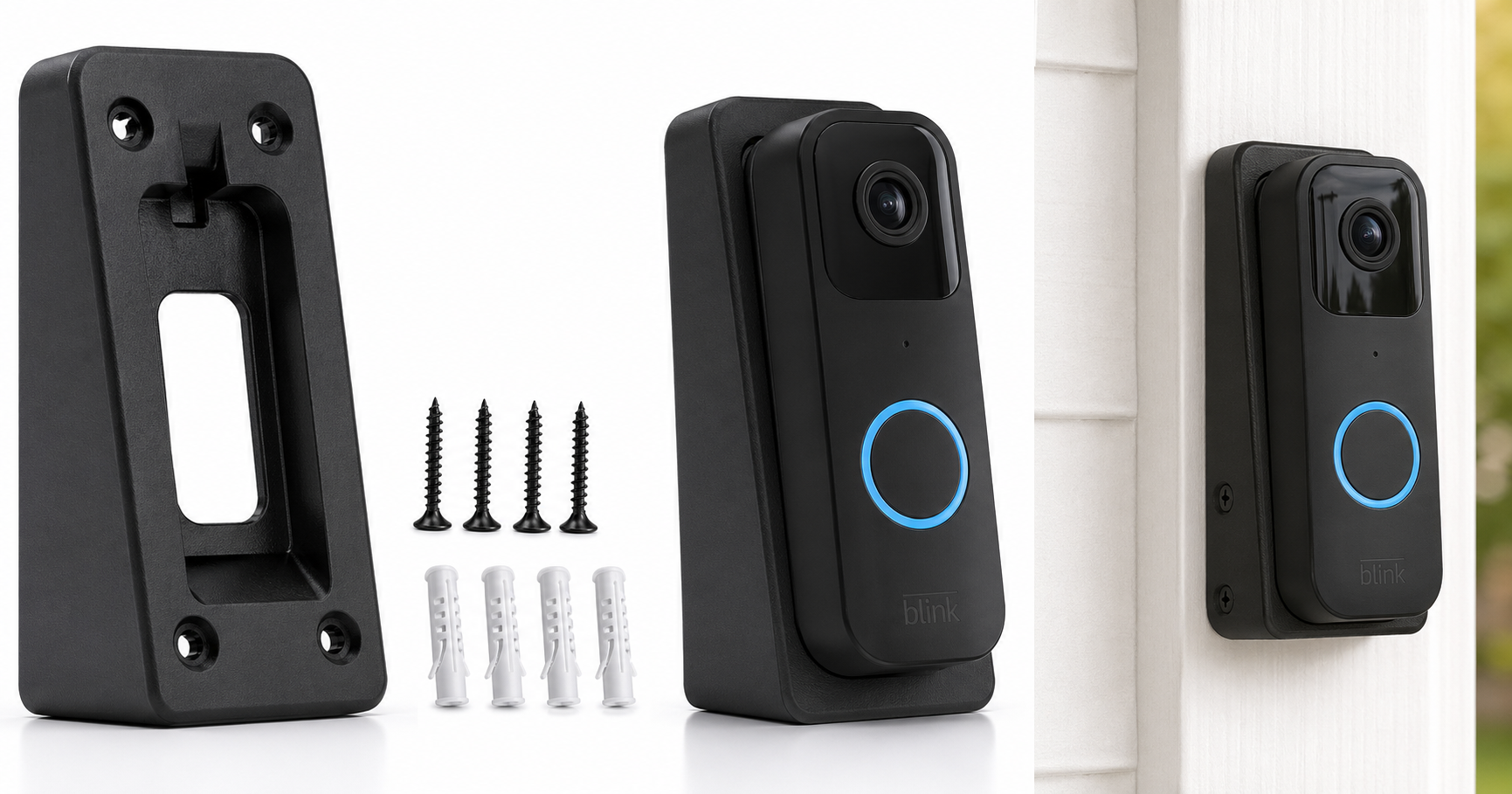 All-new Blink Video Doorbell Wedge Mount (Black): Simple Angle Adjustment for Better Coverage