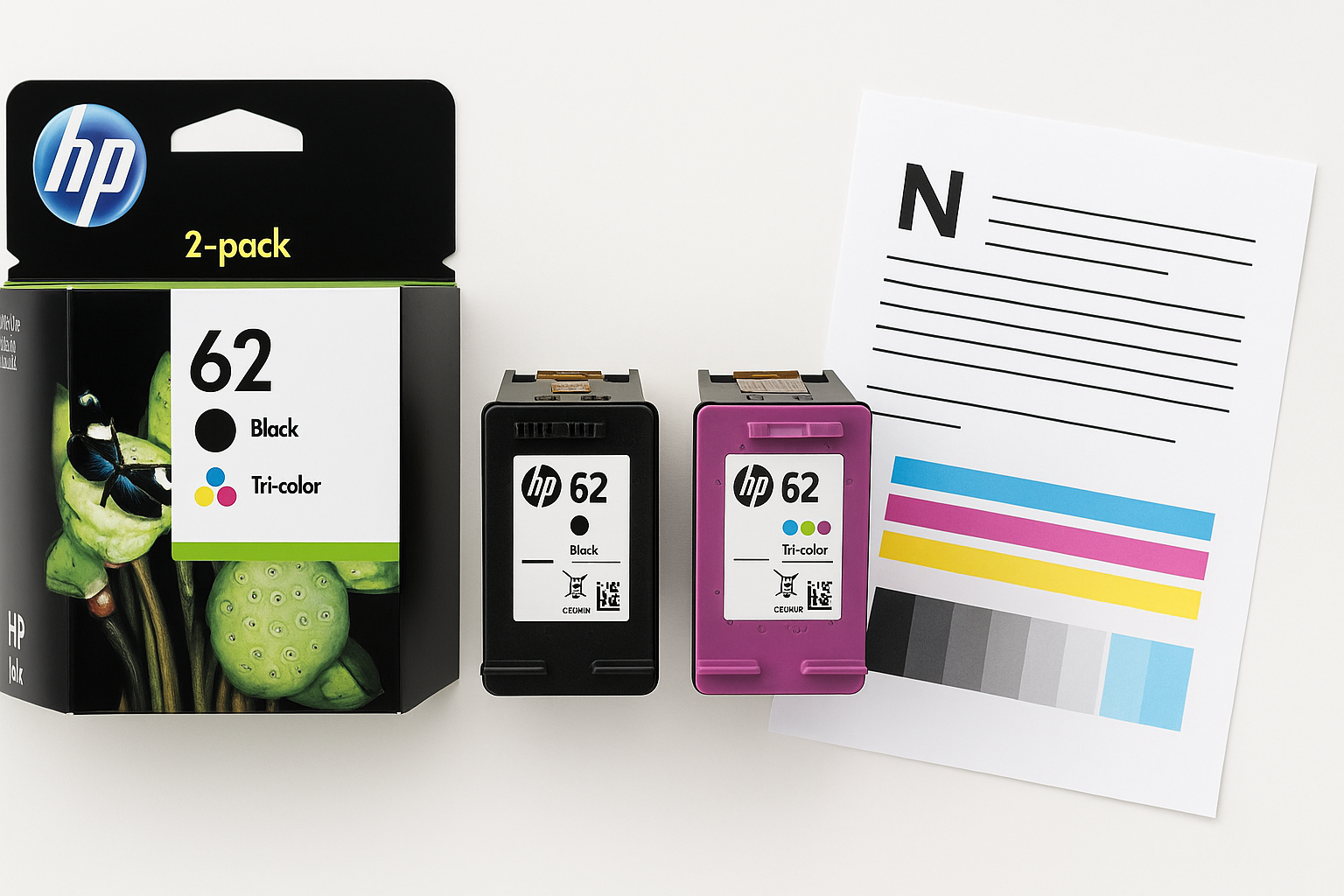 HP 62 Black/Tri-Color Ink (2‑Pack) Review: Reliable Everyday Printing for Compatible HP Envy & OfficeJet Printers