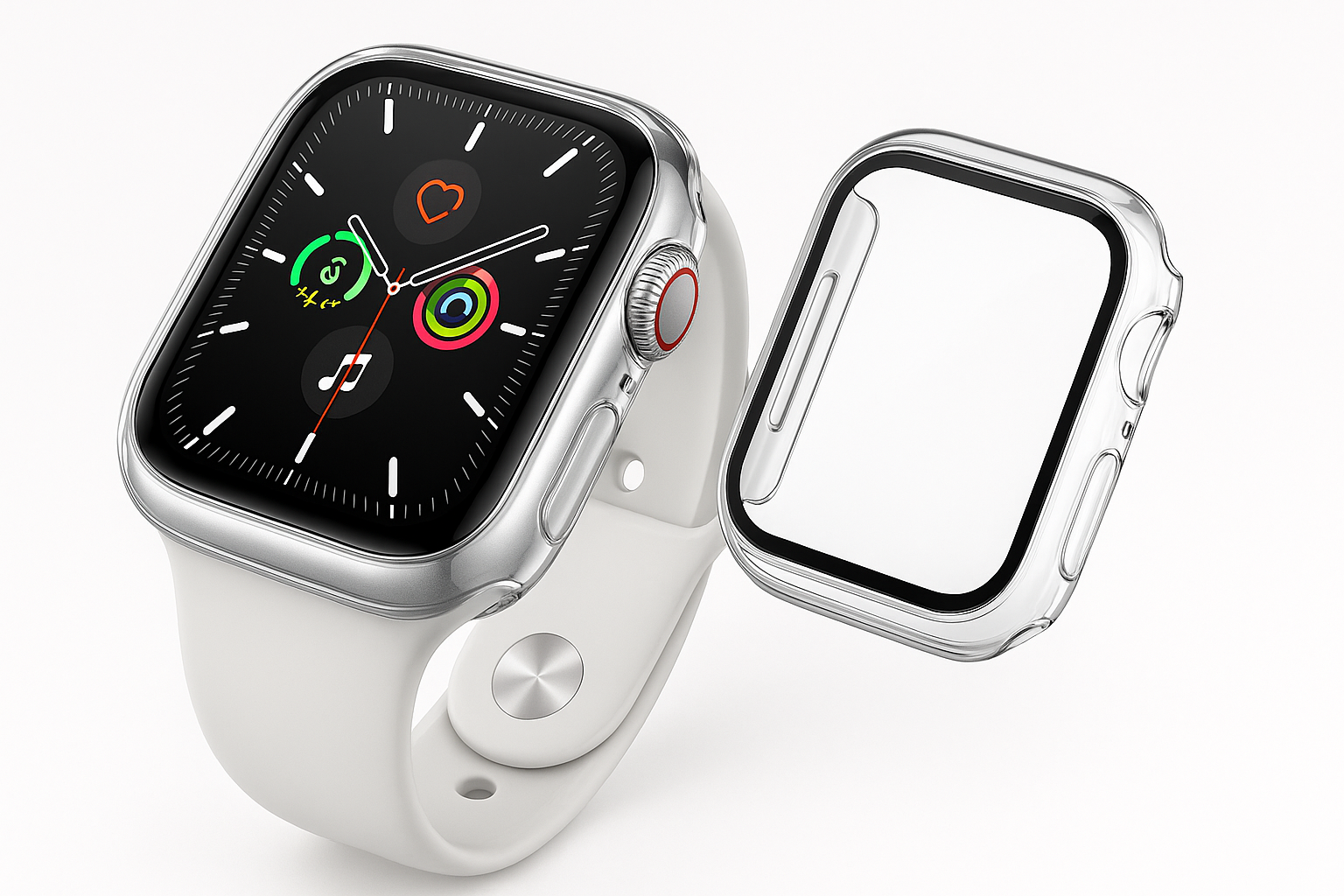 JZK 2-Pack Clear Case with Tempered Glass for Apple Watch 40mm: Slim Protection Without Hiding Your Watch