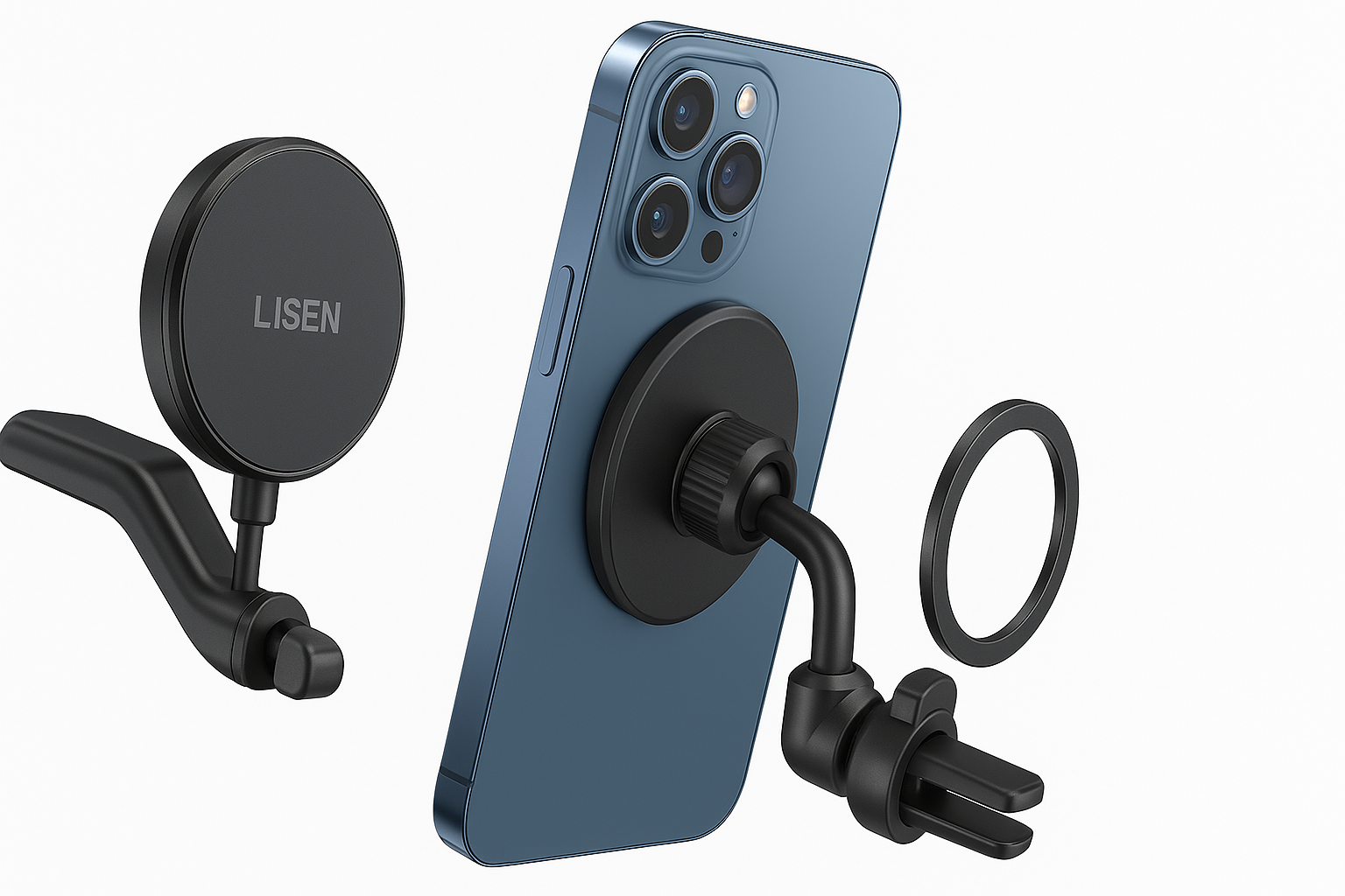 LISEN for MagSafe Car Mount Review: Offset Vent Holder with Strong Magnets and Steel Hook Mount