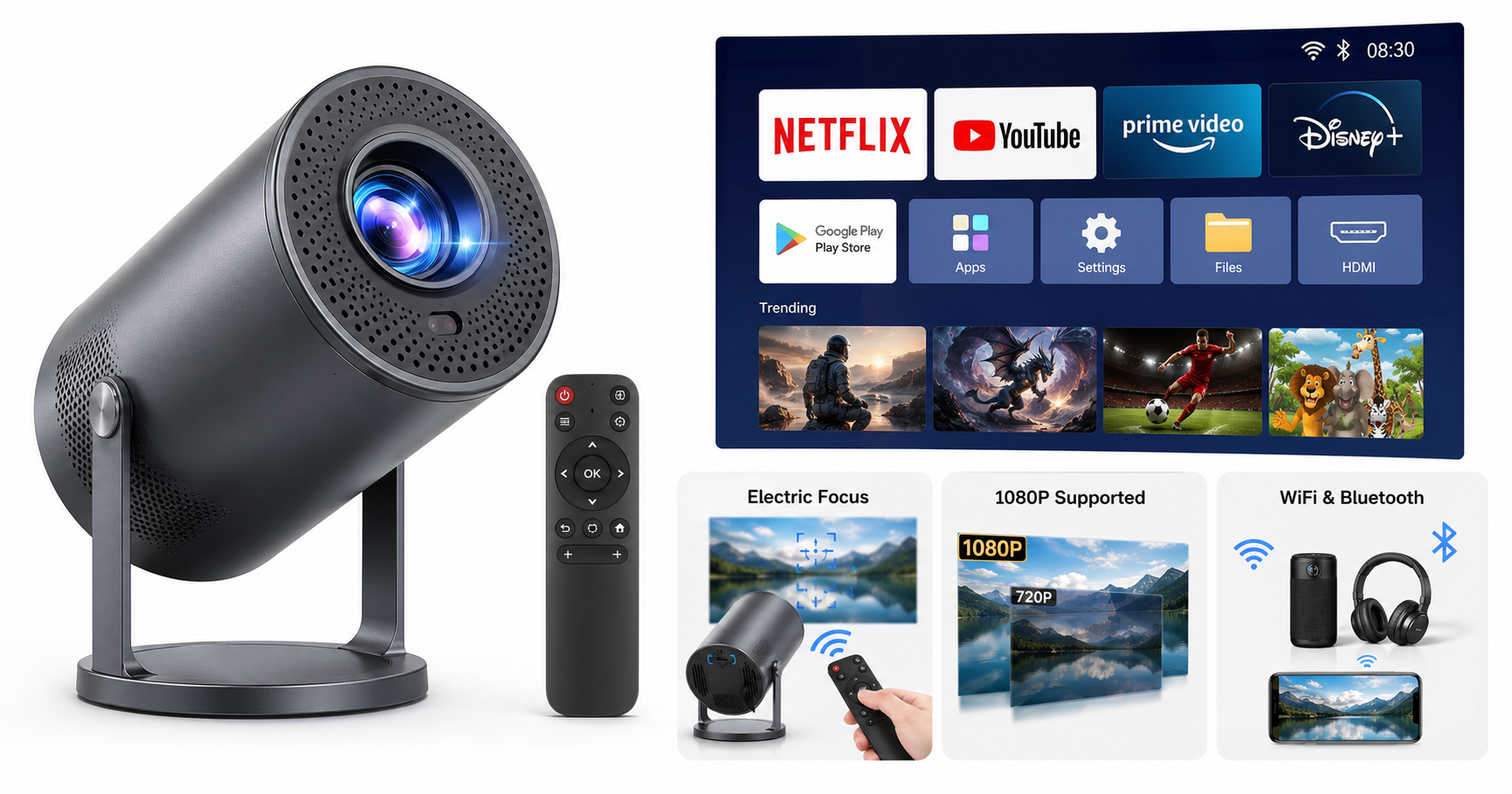 [Built‑in Apps] Mini Projector with WiFi and Bluetooth (Android 12) Review: A Compact All‑in‑One Streaming Projector