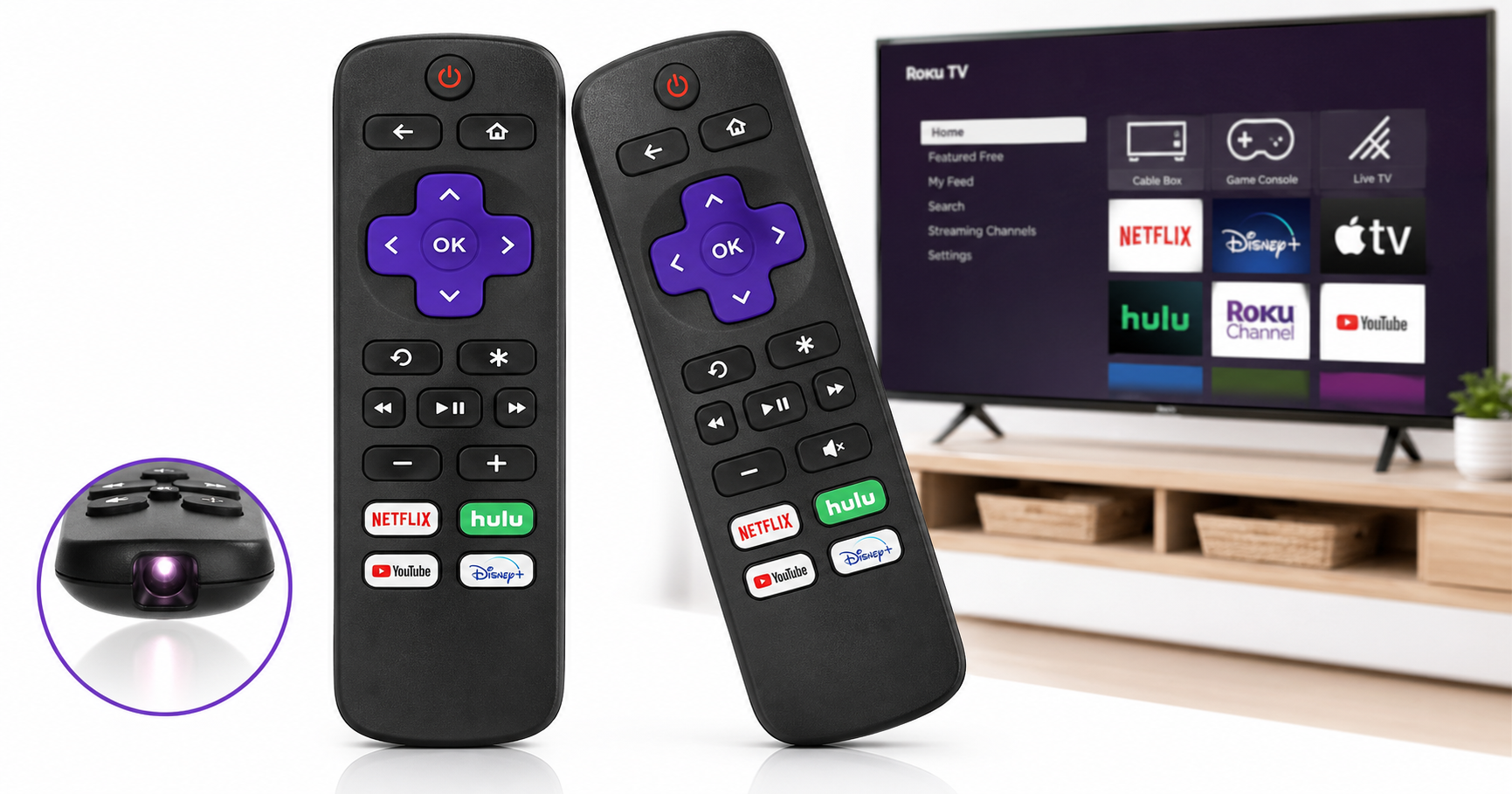 Review: (Pack of 2) Replacement Remote Control Only for Roku TV