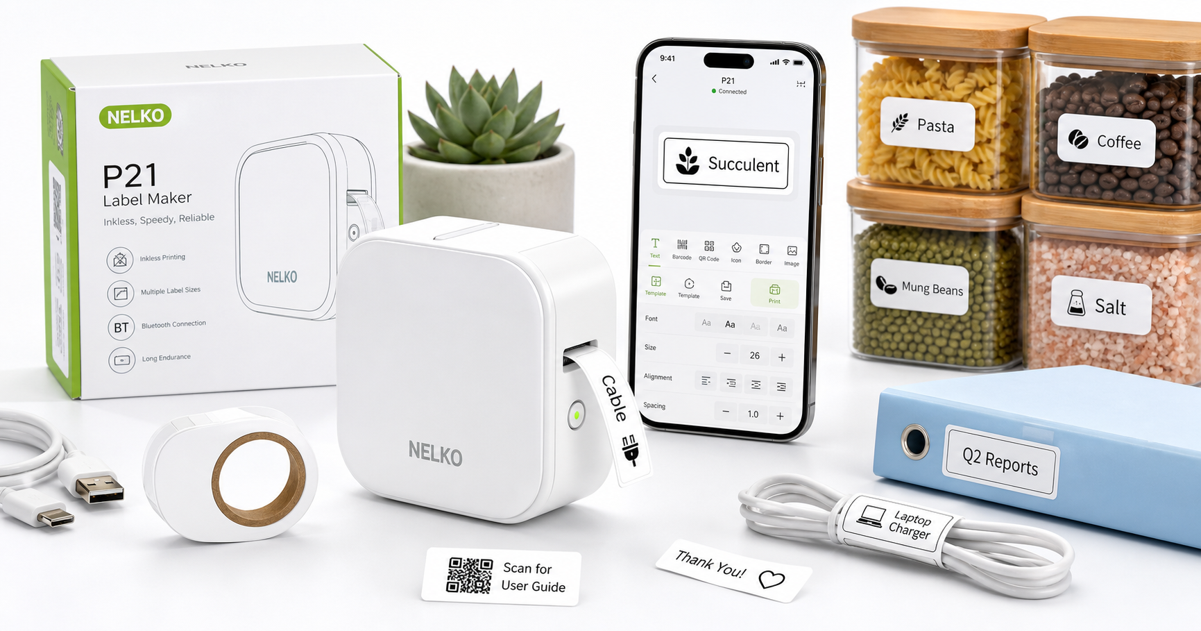 Nelko P21 Bluetooth Label Maker (White) Review: Compact, App-Driven Labeling for Home, School, and Office