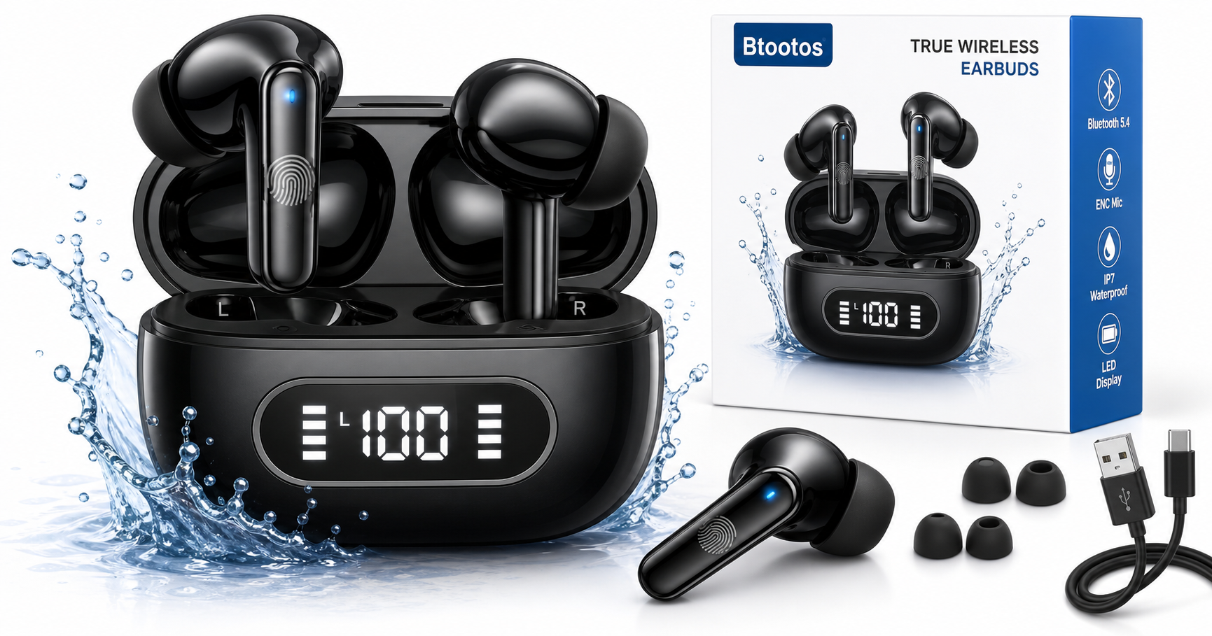 Btootos Wireless Earbuds (Bluetooth 5.4, Bass Stereo, IP7) Review